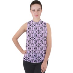 Default Texture Tissue Seamless Mock Neck Chiffon Sleeveless Top