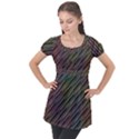 Pattern Abstract Desktop Fabric Puff Sleeve Tunic Top View1