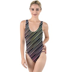 Pattern Abstract Desktop Fabric High Leg Strappy Swimsuit