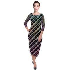 Pattern Abstract Desktop Fabric Quarter Sleeve Midi Velour Bodycon Dress