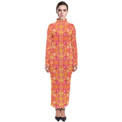 Desktop Pattern Abstract Orange Turtleneck Maxi Dress