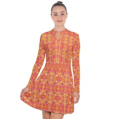 Desktop Pattern Abstract Orange Long Sleeve Panel Dress