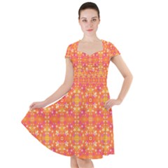 Desktop Pattern Abstract Orange Cap Sleeve Midi Dress