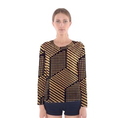 Cubes Light Geometry Shines Women s Long Sleeve Tee