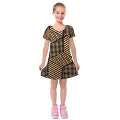 Cubes Light Geometry Shines Kids  Short Sleeve Velvet Dress