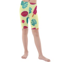 Watermelon Leaves Strawberry Kids  Mid Length Swim Shorts by Pakrebo