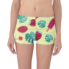 Watermelon Leaves Strawberry Reversible Boyleg Bikini Bottoms by Pakrebo