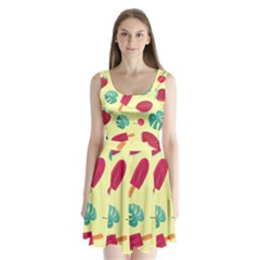 Watermelon Leaves Strawberry Split Back Mini Dress  by Pakrebo