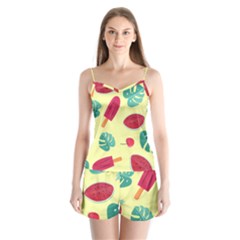 Watermelon Leaves Strawberry Satin Pajamas Set by Pakrebo