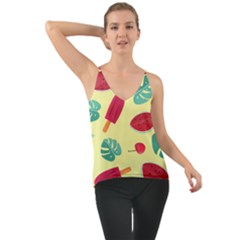 Watermelon Leaves Strawberry Chiffon Cami by Pakrebo