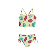 Watermelon Leaves Strawberry Girls  Tankini Swimsuit by Pakrebo