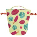 Watermelon Leaves Strawberry Drawstring Bucket Bag View2