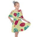 Watermelon Leaves Strawberry Kids  Shoulder Cutout Chiffon Dress View1