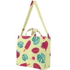 Watermelon Leaves Strawberry Square Shoulder Tote Bag