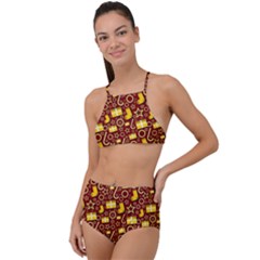 Paper Tissue Wrapping High Waist Tankini Set