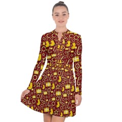 Paper Tissue Wrapping Long Sleeve Panel Dress