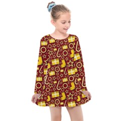 Paper Tissue Wrapping Kids  Long Sleeve Dress