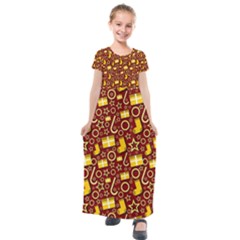 Paper Tissue Wrapping Kids  Short Sleeve Maxi Dress