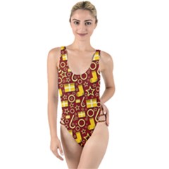 Paper Tissue Wrapping High Leg Strappy Swimsuit