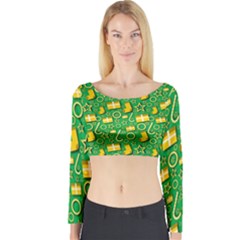 Paper Tissue Wrapping Long Sleeve Crop Top by Pakrebo