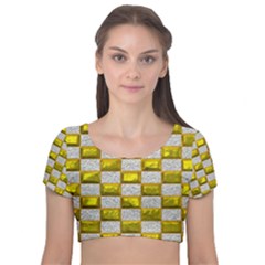 Pattern Desktop Square Wallpaper Velvet Short Sleeve Crop Top  by Pakrebo