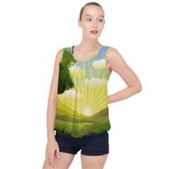 Wallpaper Background Landscape Bubble Hem Chiffon Tank Top