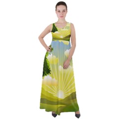 Wallpaper Background Landscape Empire Waist Velour Maxi Dress