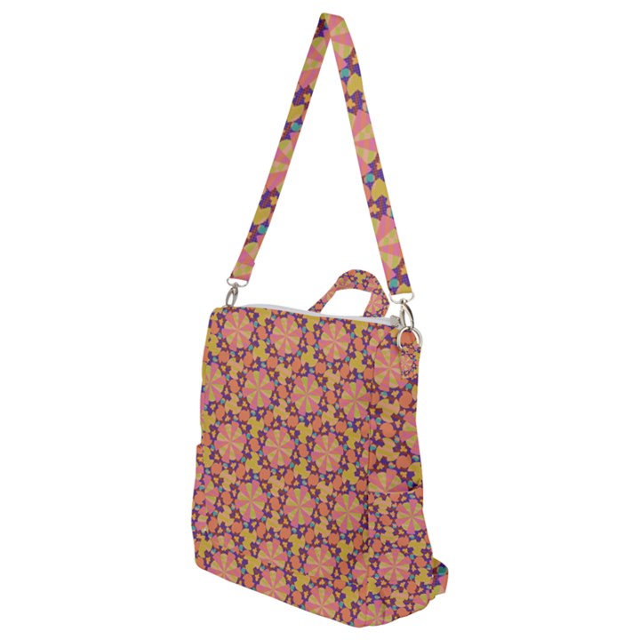 Pattern Decoration Abstract Flower Crossbody Backpack