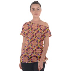 Pattern Decoration Abstract Flower Tie-up Tee