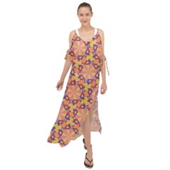 Pattern Decoration Abstract Flower Maxi Chiffon Cover Up Dress