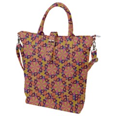 Pattern Decoration Abstract Flower Buckle Top Tote Bag