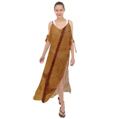 Leaf Fall Foliage Nature Orange Maxi Chiffon Cover Up Dress