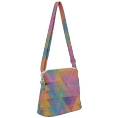 Triangle Pattern Mosaic Shape Zipper Messenger Bag