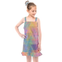 Triangle Pattern Mosaic Shape Kids  Overall Dress