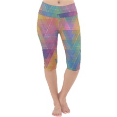 Triangle Pattern Mosaic Shape Lightweight Velour Cropped Yoga Leggings