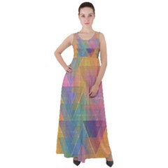 Triangle Pattern Mosaic Shape Empire Waist Velour Maxi Dress