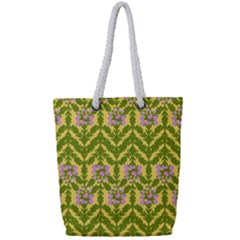 Texture Heather Nature Full Print Rope Handle Tote (small) by Pakrebo