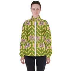 Texture Heather Nature High Neck Windbreaker (women) by Pakrebo