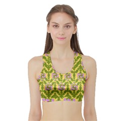 Texture Heather Nature Sports Bra With Border by Pakrebo