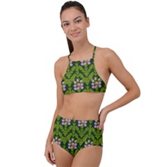 Pattern Nature Texture Heather High Waist Tankini Set