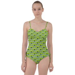 Texture Green Plant Leaves Arches Sweetheart Tankini Set