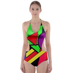 Background Color Art Pattern Form Cut-out One Piece Swimsuit by Pakrebo