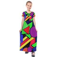 Background Color Art Pattern Form Kids  Short Sleeve Maxi Dress by Pakrebo