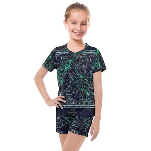 Constellation Constellation Map Kids  Mesh Tee And Shorts Set by Pakrebo