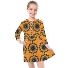 Desktop Abstract Template Flower Kids  Quarter Sleeve Shirt Dress by Pakrebo