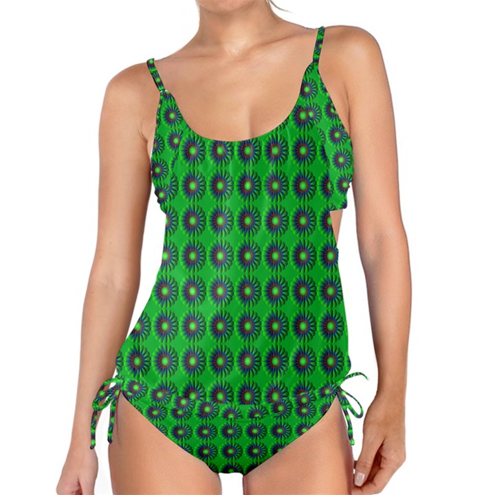 Texture Stucco Graphics Flower Tankini Set