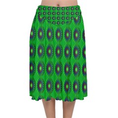 Texture Stucco Graphics Flower Velvet Flared Midi Skirt by Pakrebo