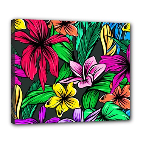 Hibiscus Flower Plant Tropical Deluxe Canvas 24  X 20  (stretched) by Pakrebo