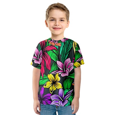 Hibiscus Flower Plant Tropical Kids  Sport Mesh Tee by Pakrebo