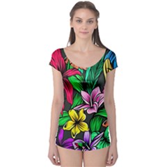 Hibiscus Flower Plant Tropical Boyleg Leotard  by Pakrebo